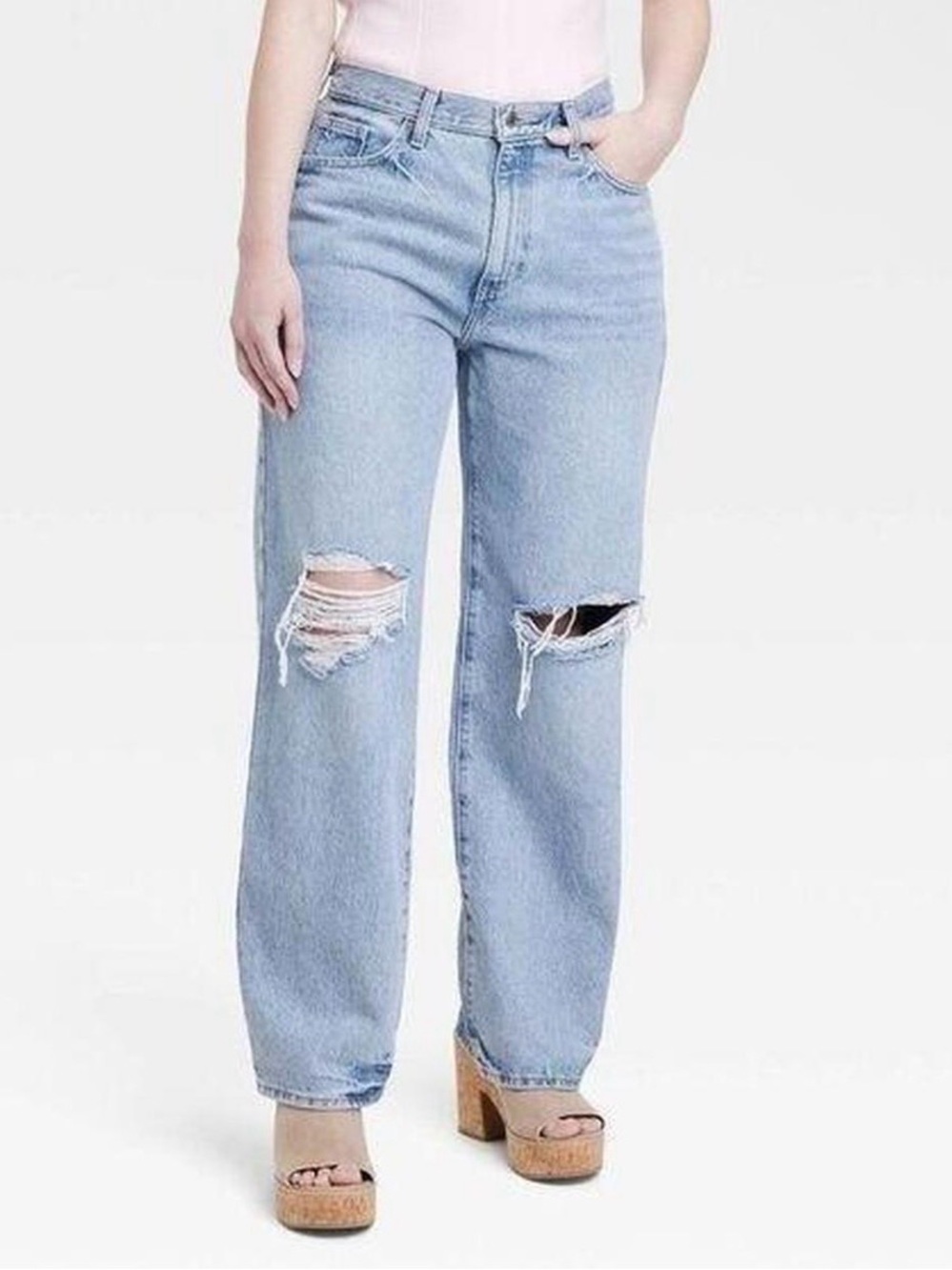 Universal Threads Light Blue Distressed 90s Baggy Relaxed Jeans 12 Short Y2K NEW